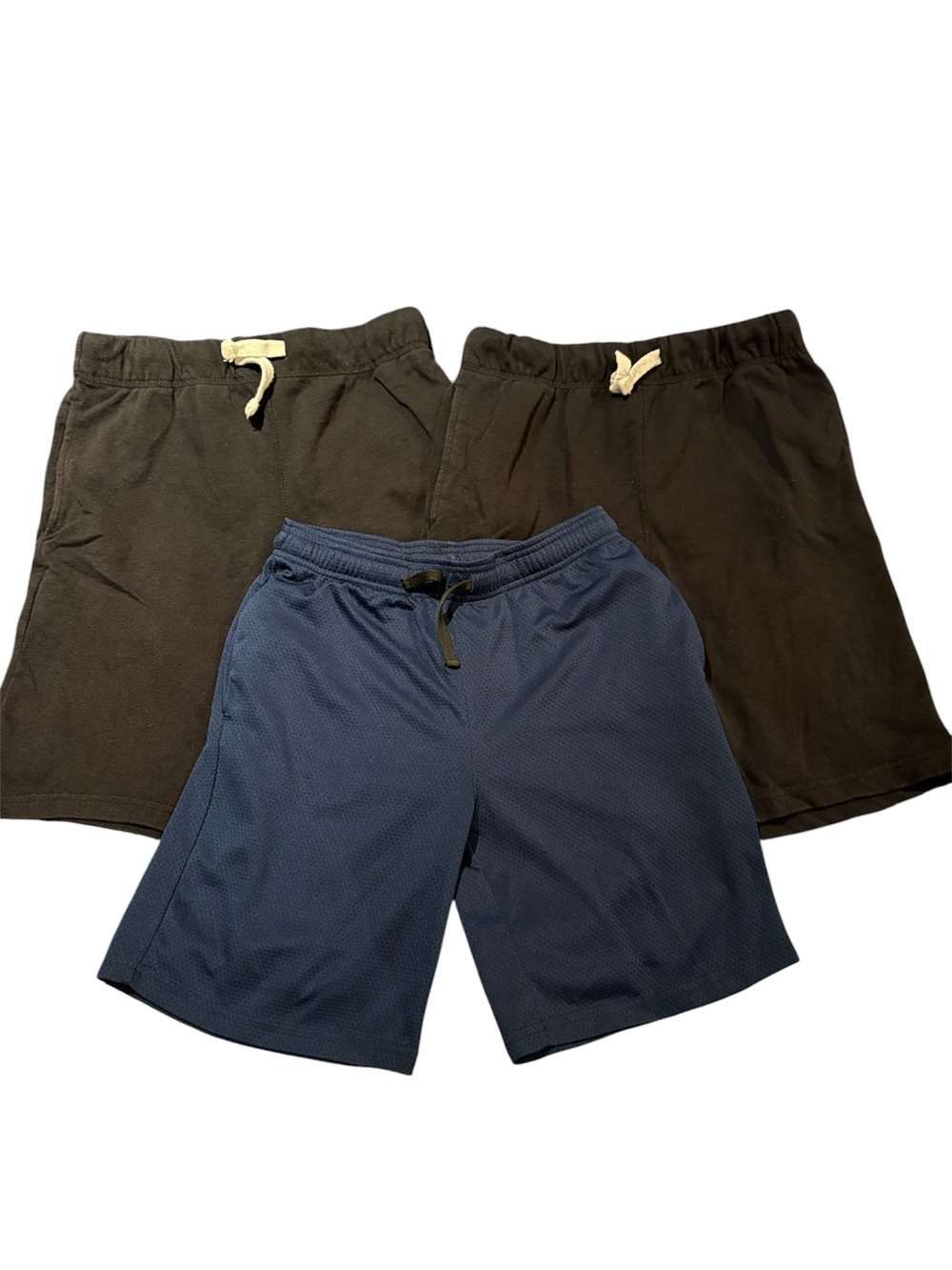 3 Boy’s Cotton Terry & Active Casual Drawstring Shorts Blue & Black-size XL (14)